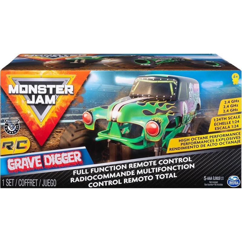 Monster Jam, Official Grave Digger Remote Control Monster Truck, 1:24 Scale, 2.4 GHz, Kids Toys for Boys and Girls Ages 4 and up