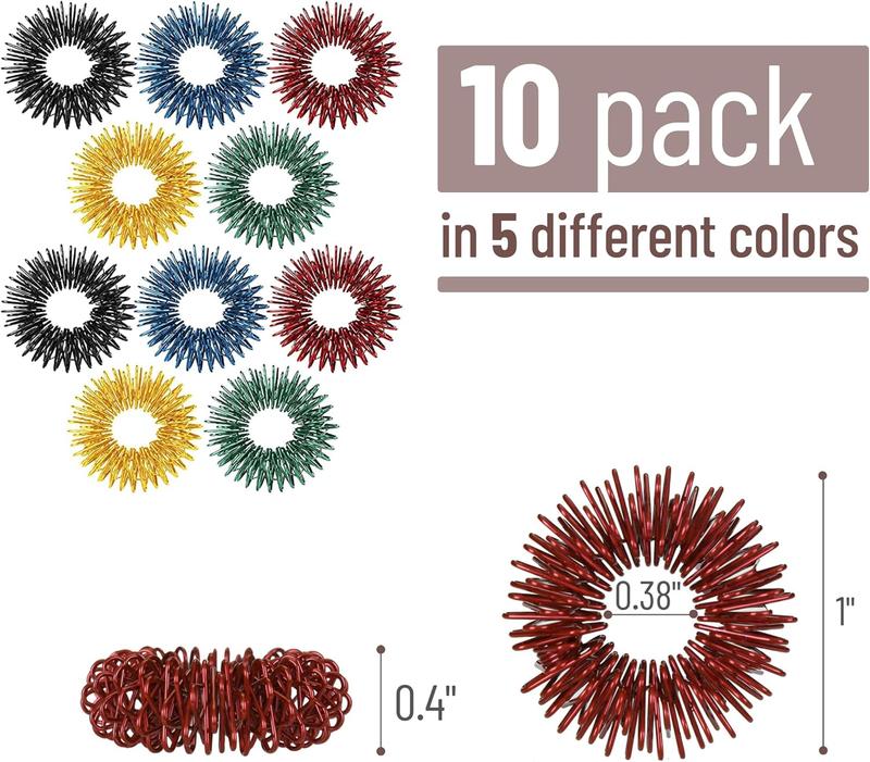 - Spiky Sensory Rings, 10 Pack, Stress Relief Fidget Sensory Toys, Fidget Rings, Fidget Ring for Anxiety, Stress Relief Rings, Massager for Fidget ADHD Autism, Silent Stress Reducer Ring