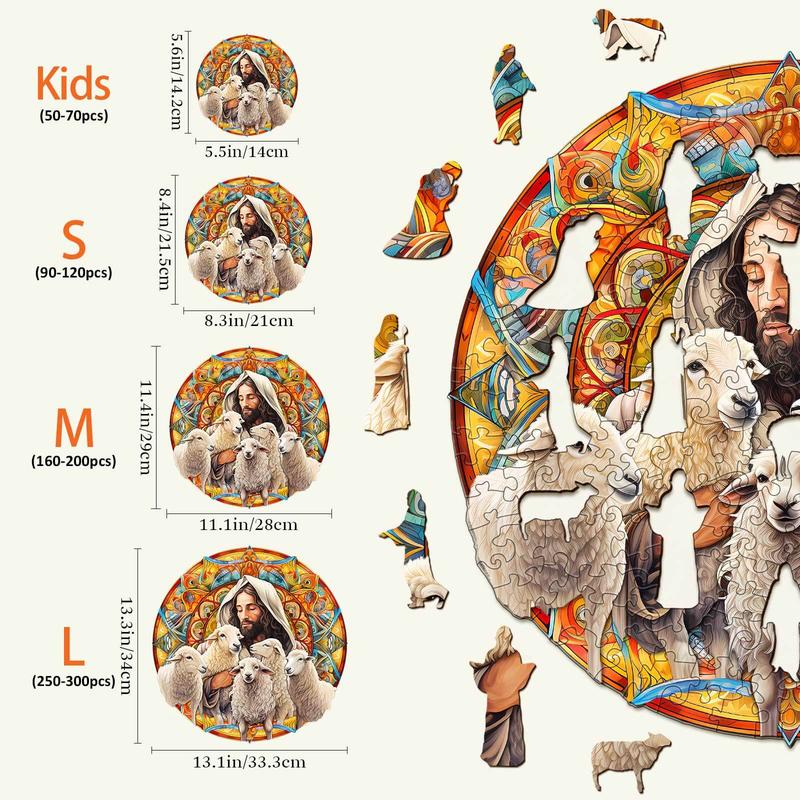 Jesus Shepherd Wooden Jigsaw Puzzle for Kids and Adults