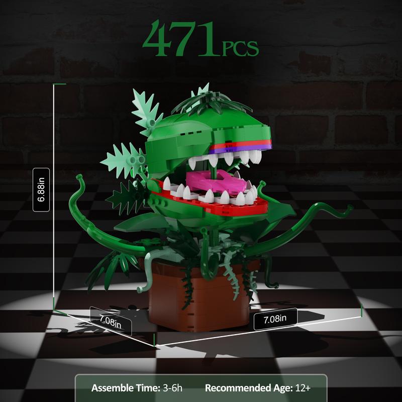 Classic Audrey II Cannibal Flower Building Blocks Toys with Openable Mouth, Perfect Halloween and Christmas Gifts for TV Fans (457 pcs)