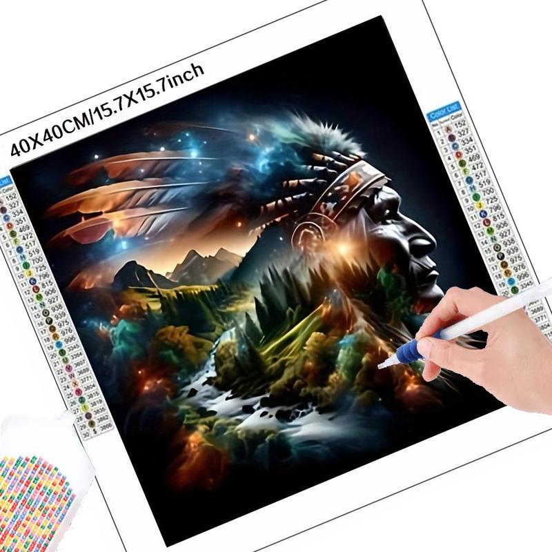 5D DIY Diamond Arts Colorful Painting Kit, 1 Set Tribal Characters Pattern DIY Diamond Arts Colorful Painting without Frame, Handmade Art Crafts for Home Decor