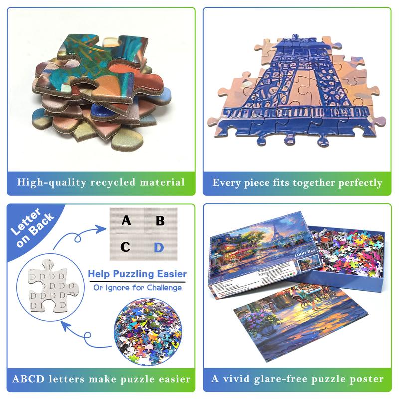 HUADADA 1000 pieces of puzzles for adults, reflections under the tower, perfect for home décor holiday holidays, family games, grandparents brainstorming