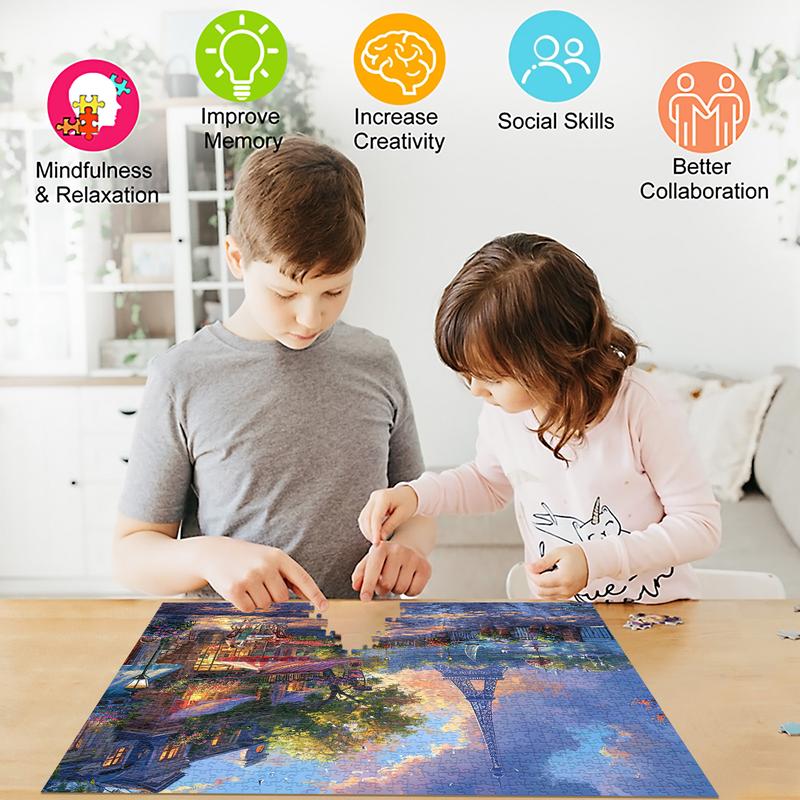 HUADADA 1000 pieces of puzzles for adults, reflections under the tower, perfect for home décor holiday holidays, family games, grandparents brainstorming