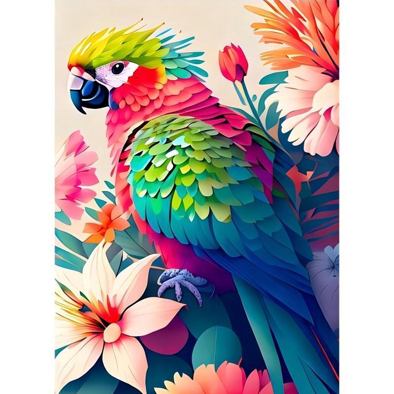 Parrot Pattern DIY Diamond Painting Without Frame, DIY 5D Diamond Painting Kit, Wall Art Decor