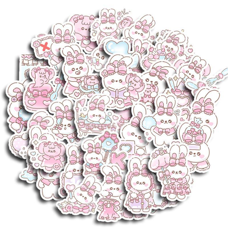 40pcs Cartoon Rabbit Sticker Set, Waterproof DIY Accessories For Scrapbooking & Journal