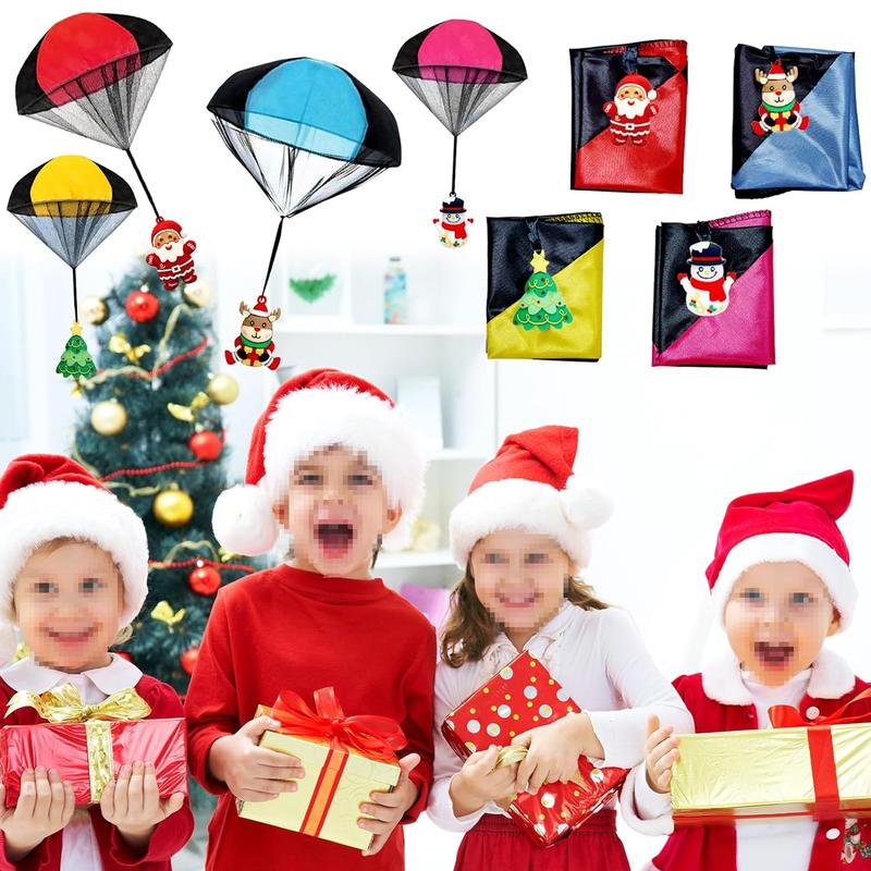 Parachute Toys, 4Pcs Christmas Parachute Toys, Christmas Toys for Kids Girls Boys, Stocking Stuffers for Kids, Hand Throw Flying Toys for Christmas Party Favors Xmas Gifts Goody Bag Filler