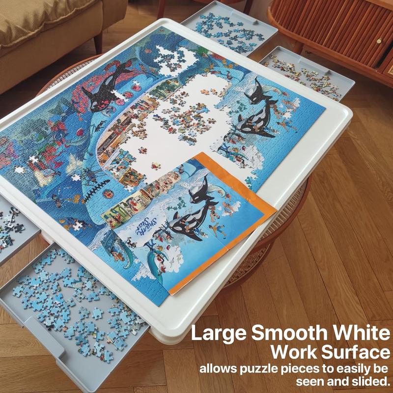 1500PCS Rotating Plastic Puzzle Board with Drawers and Cover 35