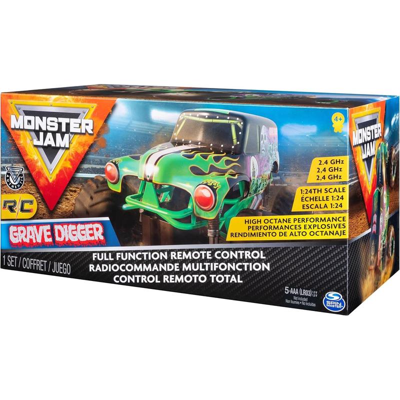 Monster Jam, Official Grave Digger Remote Control Monster Truck, 1:24 Scale, 2.4 GHz, Kids Toys for Boys and Girls Ages 4 and up