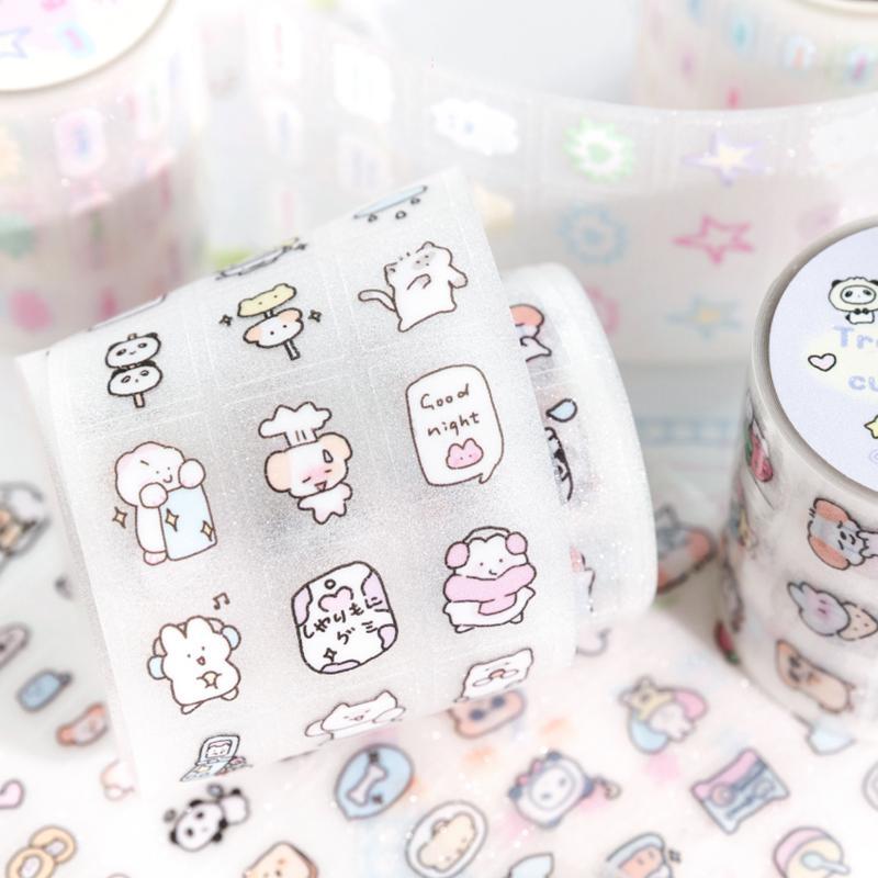 Cartoon Pattern Sticker Tape, 1 Roll Cute Decorative Tape, DIY Decorative Sticker for Scrapbooking, Journaling, Gift Wrapping