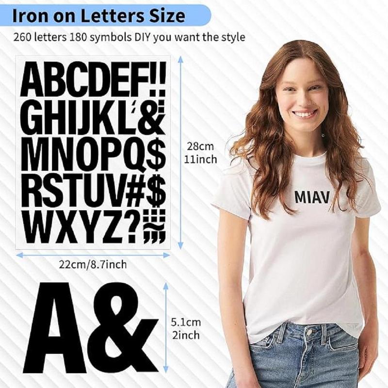 Iron on Letters for Clothing (10 Sheets), Heat Transfer Letter DIY Craft Supplies for Clothes, Jersey T-shirt Printing DIY Craft