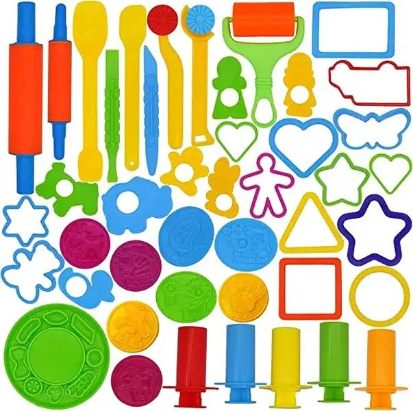 44 Pieces Play Dough Accessories Set for Kids, Playdough Tools with Various Plastic Molds, Rolling Pins, Cutters