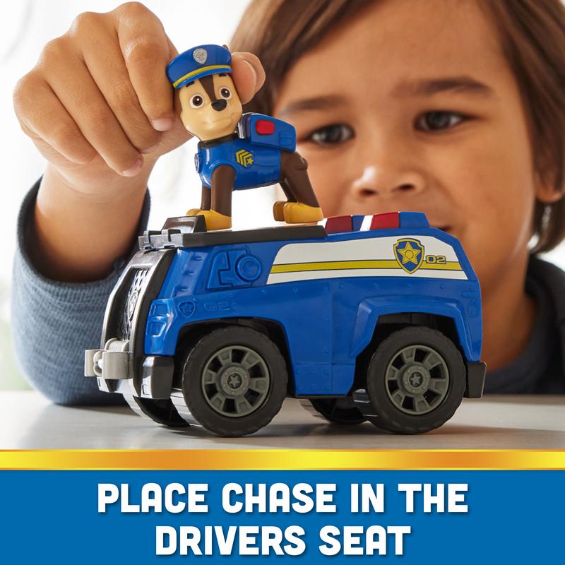 PAW Patrol, Chase’s Patrol Cruiser, Toy Car with Collectible Action Figure, Sustainably Minded Kids Toys for Boys & Girls Ages 3 and Up