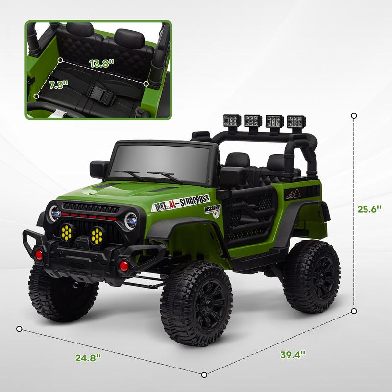 Qaba 12V Ride on Truck, Ride on UTV, Battery Powered Electric Car with Parent Remote, 4 Suspension Wheels, Music Horn LED Lights