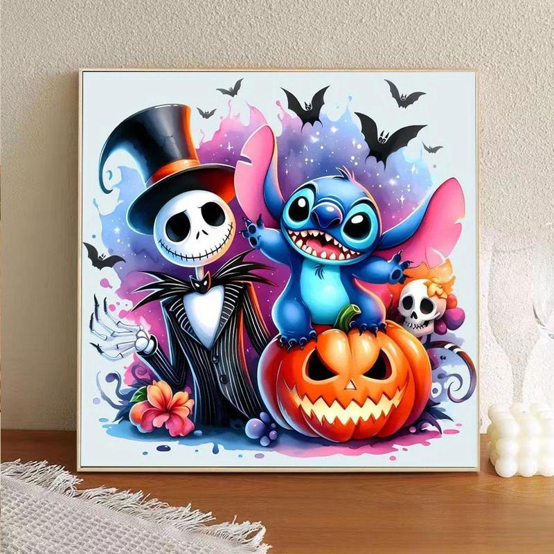 Stitch And Jack Skellington Pattern DIY Diamond Arts Colorful Painting Kit without Frame, 5D Diamond Arts Colorful Painting Kit, Wall Art Decor, Bedroom Decor