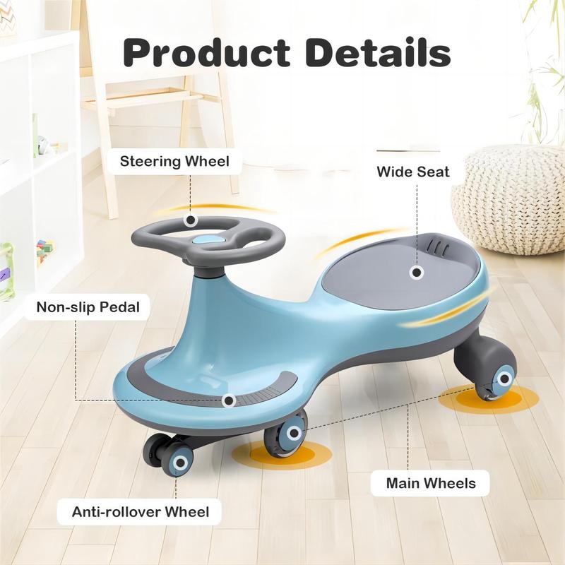 [ShopTab] Festival JoyWiggle Car with LED Flashing Wheels, Uses Twist, Turn, Wiggle Movement to Steer, Ride-on Toy for People 3 Year Old and Up