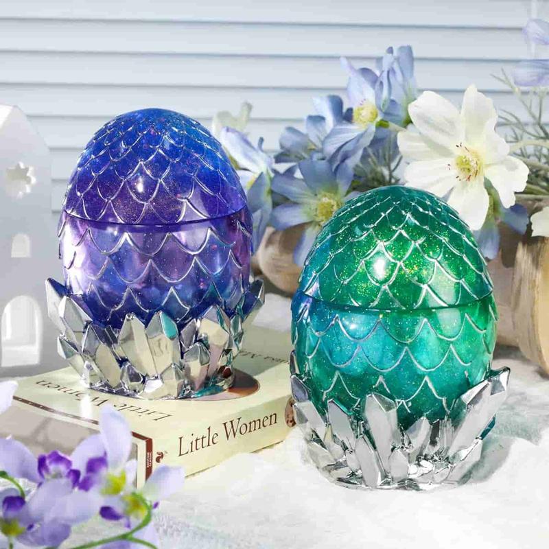 Dragon Egg Resin Molds, Large Resin Jar Resin Epoxy Molds with Lid and Crystal Cluster Base, Lifelike Dinosaur Egg Silicone Molds for Epoxy Resin, DIY Craft,DIY Gift-LET'S RESIN