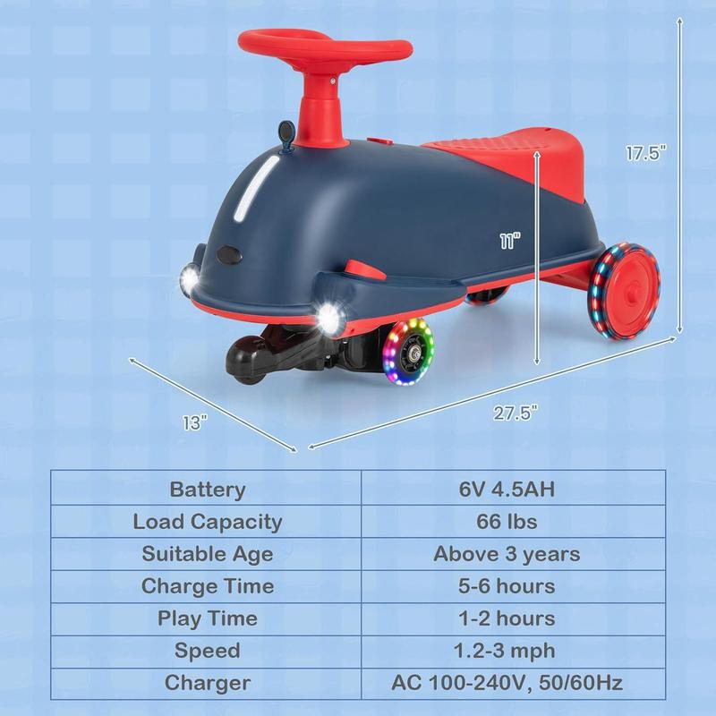 [ShopTab] Festival JoyWiggle Car with LED Flashing Wheels, Uses Twist, Turn, Wiggle Movement to Steer, Ride-on Toy for People 3 Year Old and Up