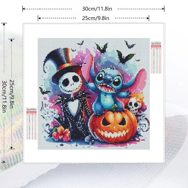 Stitch And Jack Skellington Pattern DIY Diamond Arts Colorful Painting Kit without Frame, 5D Diamond Arts Colorful Painting Kit, Wall Art Decor, Bedroom Decor