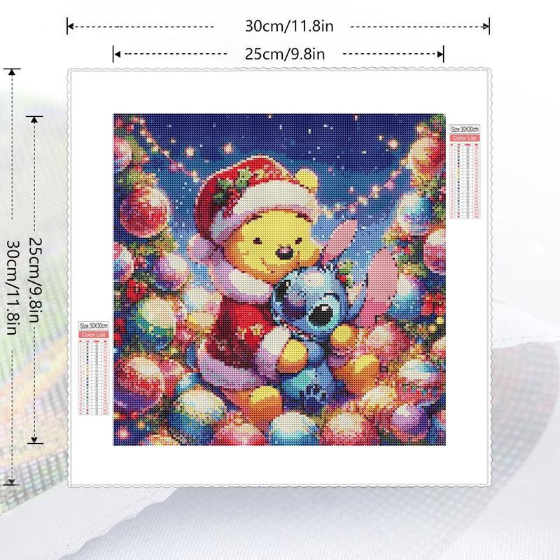 Winnie The Pooh & Stitch Pattern Diamond Arts Colorful Painting Kit without Frame, DIY 5D Diamond Decor Painting Kit, Wall Art Decor for Home Living Room Bedroom