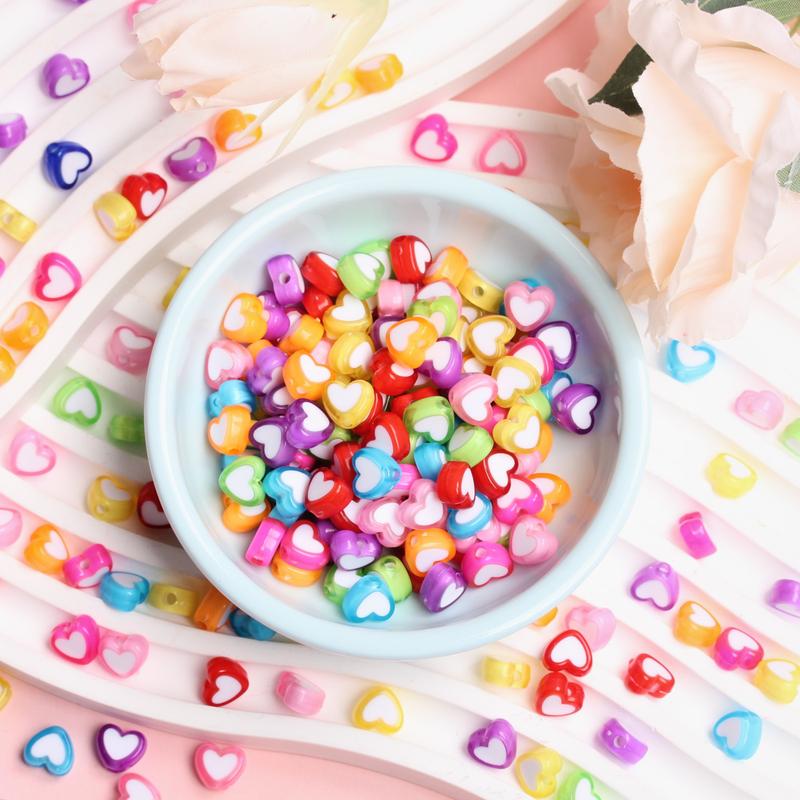 100 Pcs Heart shaped beads Acrylic Beads DIY Jewelry Accessories