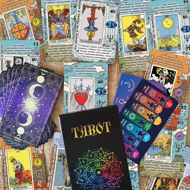 Tarot Cards for Beginners, Learning Tarot Deck, No Guide Book Needed, Tarot Cards with Meanings on Them