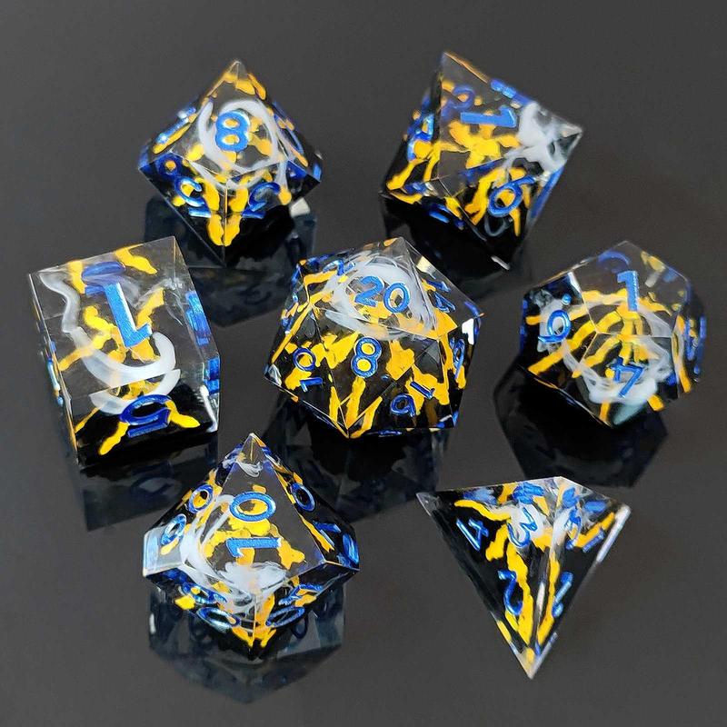 Multi Pattern Resin Dice Set, 7 Counts set Colorful Dice, Polyhedral Dice for D&D and Fantasy Games, Game Accessories for Men and Women