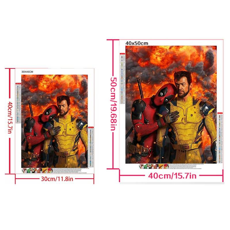 Deadpool & Wolverine Pattern DIY Diamond Arts Colorful Painting Kit without Frame, DIY 5D Diamond Arts Colorful Painting for Bedroom Home Wall Decor