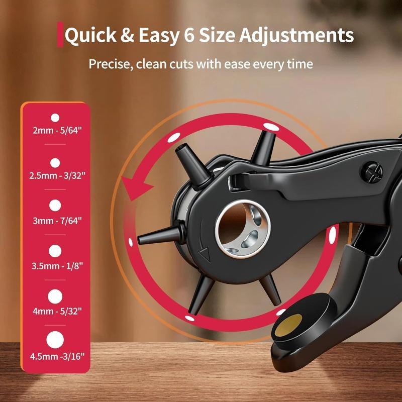 Multi-application Rotating Punching Tool Kit, 1 Set Double Lever Design Leather Punching Tool, Heavy-duty Rotating Punching Machine, Professional Hand Tool