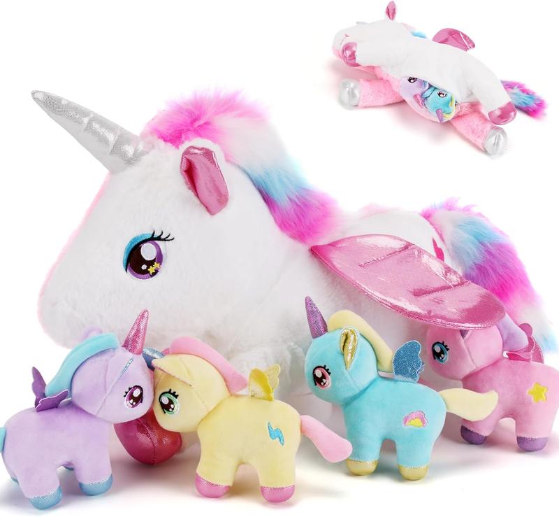 Christmas gift for girls Mommy Unicorn & 4 Baby Unicorns 5-Piece Plush Set - Perfect Gift for Girls Ages 3-8