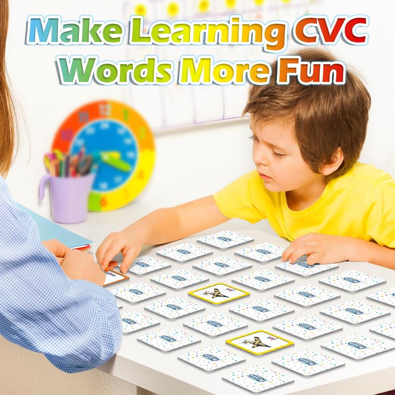 Aizweb CVC Word Match Game,Memory Game, 60 Pcs Card Games  Phonics Games Flash Cards  Learning Activities,Educational Toys Homechool Supplies learningtools