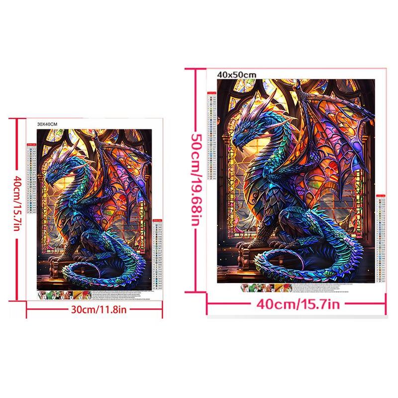 5D DIY Diamond Arts Colorful Painting Kit, Dragon Pattern Diamond Arts Colorful Painting without Frame, Handmade Art Crafts for Home Decor