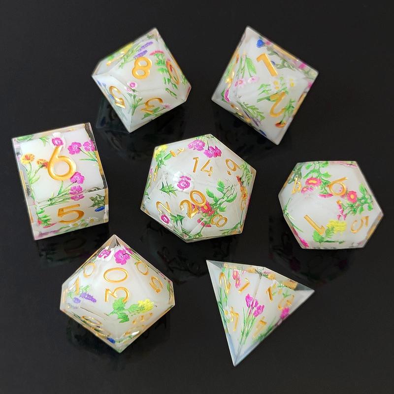 Multi Pattern Resin Dice Set, 7 Counts set Colorful Dice, Polyhedral Dice for D&D and Fantasy Games, Game Accessories for Men and Women