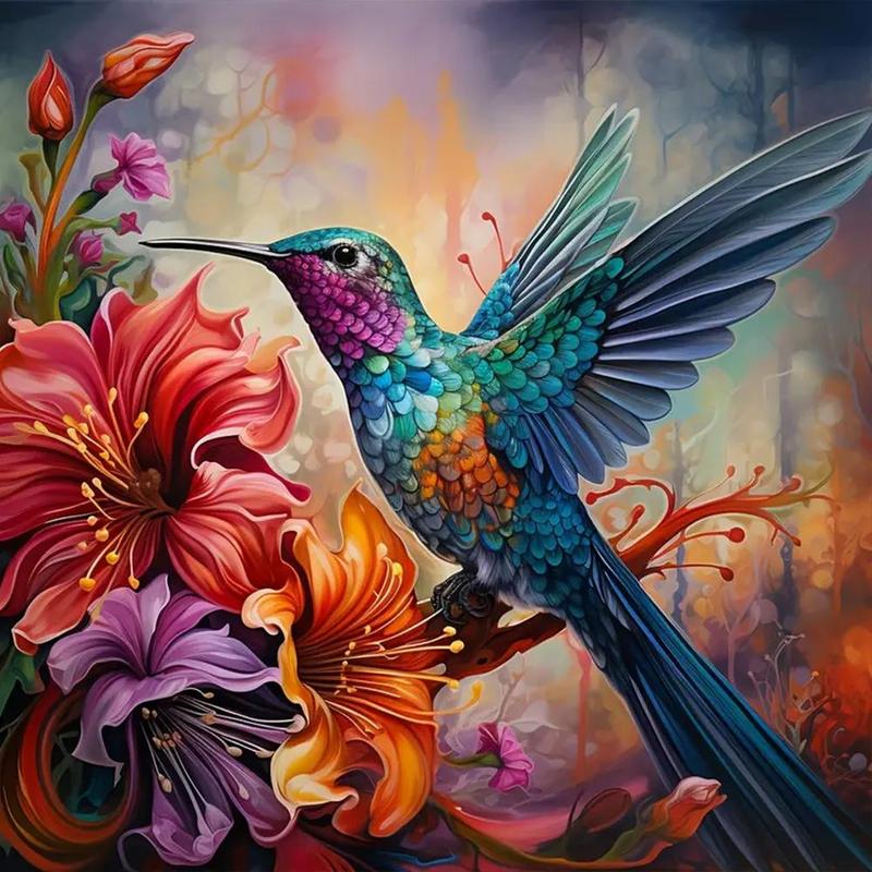 Hummingbird Pattern DIY Diamond Art Painting Without Frame, DIY 5D Diamond Arts Painting Kit, Wall Art Decor For Home Living Room Bedroom