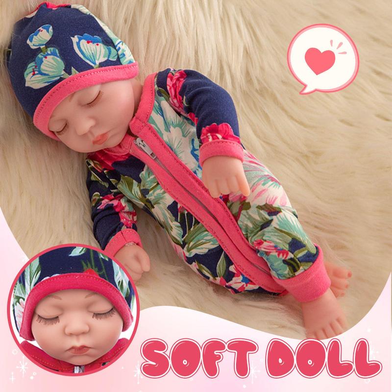 10 Inch Reborn Teenager Doll, 1 Set Cute Lovely Doll with Clothes & Hat, Realistic Newborn Doll, Gift for Kids, Growth Partner