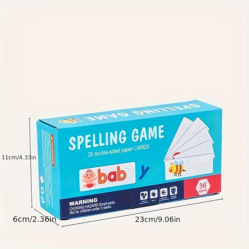 See and Spell Learning Toys, Spell Matching Letter Games, Wooden Puzzle Toys for Preschool, 28 Cards & 52 Letter Blocks, Halloween & Christmas Gifts