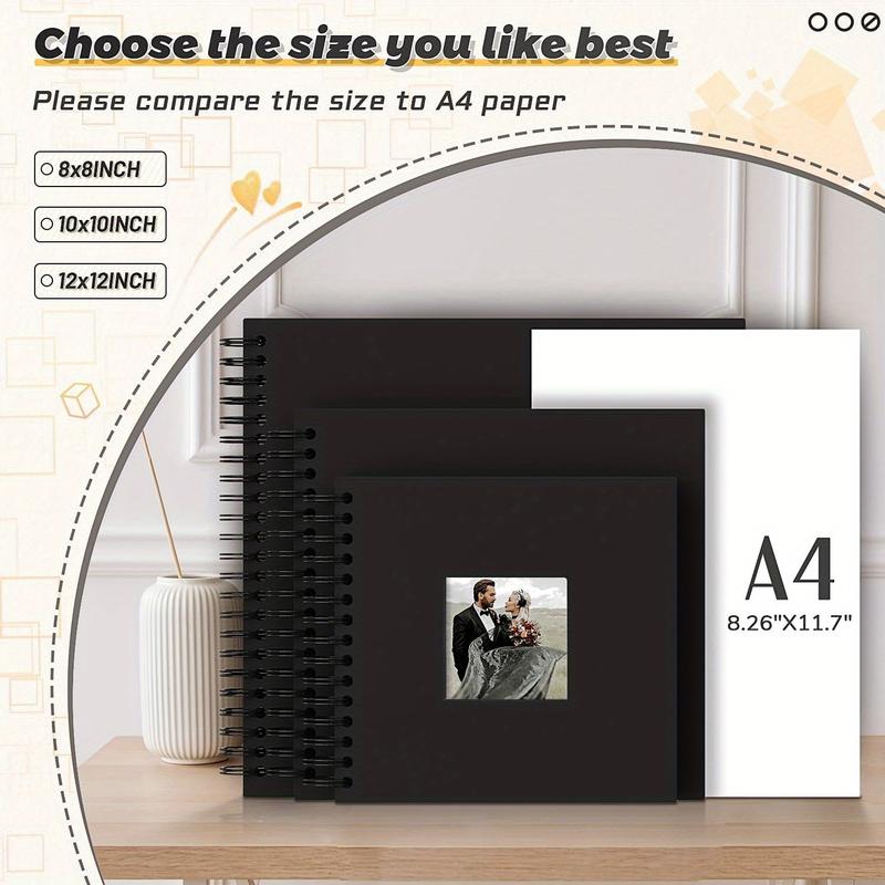 1Pc Scrapbook Album 8 × 8 12 × 12 Inch DIY 80 Pages 40 Pages Hardcover Kraft Paper Album, Display Picture Window, Personalized Blank Memory Book, Family, Wedding, Guestbook, Anniversary