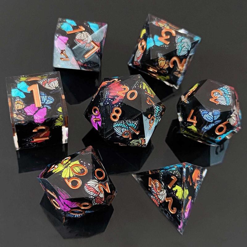 Multi Pattern Resin Dice Set, 7 Counts set Colorful Dice, Polyhedral Dice for D&D and Fantasy Games, Game Accessories for Men and Women