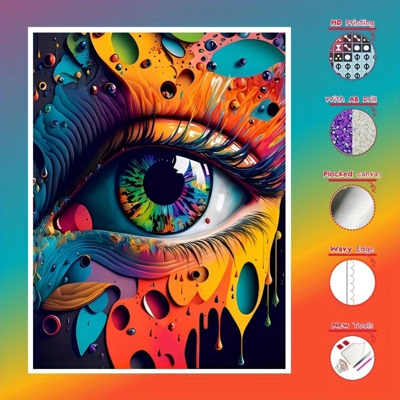 5D Diamond Arts Colorful Painting Kit, Eye Pattern DIY Rhinestone Embroidery Set, Home Wall Craft Decoration without Frame