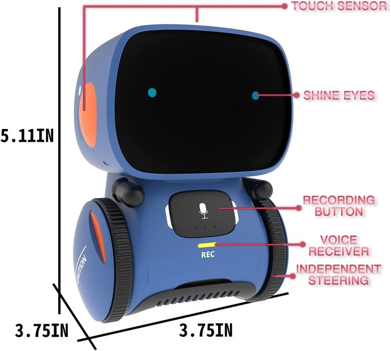 Robot Toy for Boys and Girls, Smart Talking Robots Intelligent Partner and Teacher with Voice Control and Touch Sensor, Singing, Dancing, Repeating, Gift Toys for Kids Age 3 and Up