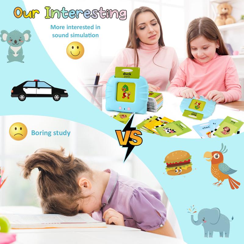 FREE TO FLY Toys Spanish English Gifts: 385 Sight Words Spanish English Talking Flash Cards for Montessori Toys Speech Toy Spanish Learning