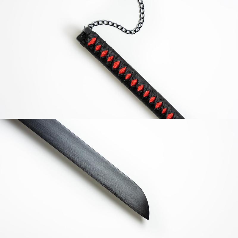 Kurosaki Ichigo Sword 41 Inc No Sharp Cosplay Porp Katana Shark 1065 Carbon Steel Black Blade With a Stand