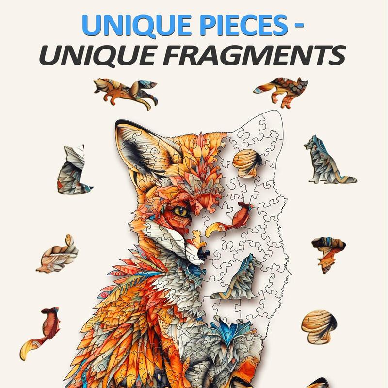 Fox Family Wooden Jigsaw Puzzle - Educational Toy for Kids and Adults