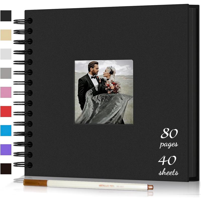 1Pc Scrapbook Album 8 × 8 12 × 12 Inch DIY 80 Pages 40 Pages Hardcover Kraft Paper Album, Display Picture Window, Personalized Blank Memory Book, Family, Wedding, Guestbook, Anniversary