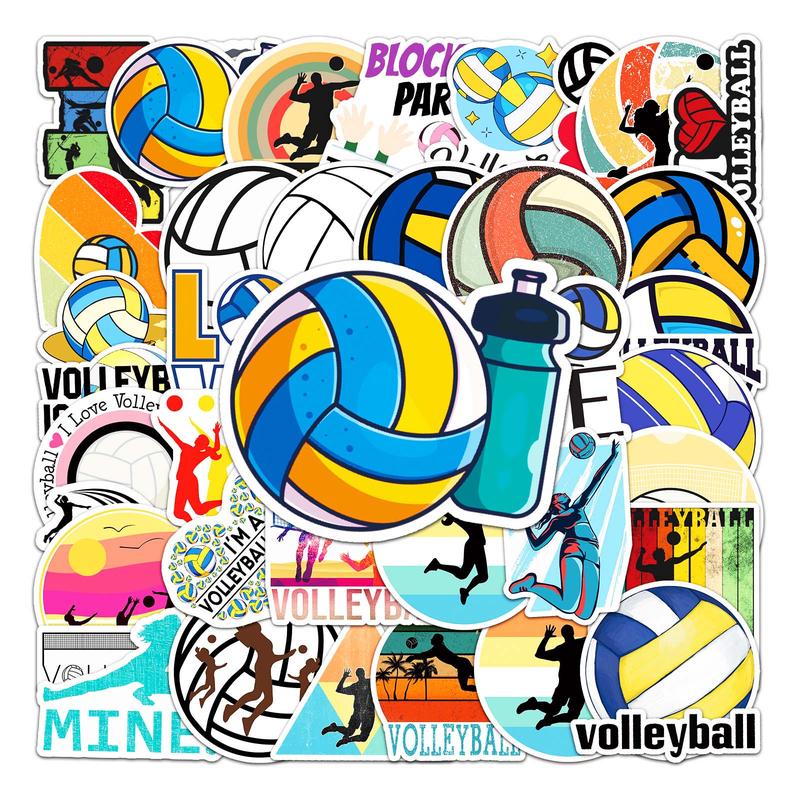 50pcs Volleyball Pattern Stickers, Creative Multi-purpose Stickers, For DIY Craft Decoration And Hand Account