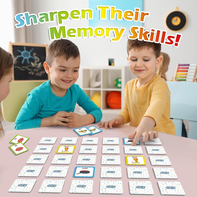 Aizweb CVC Word Match Game,Memory Game, 60 Pcs Card Games  Phonics Games Flash Cards  Learning Activities,Educational Toys Homechool Supplies learningtools