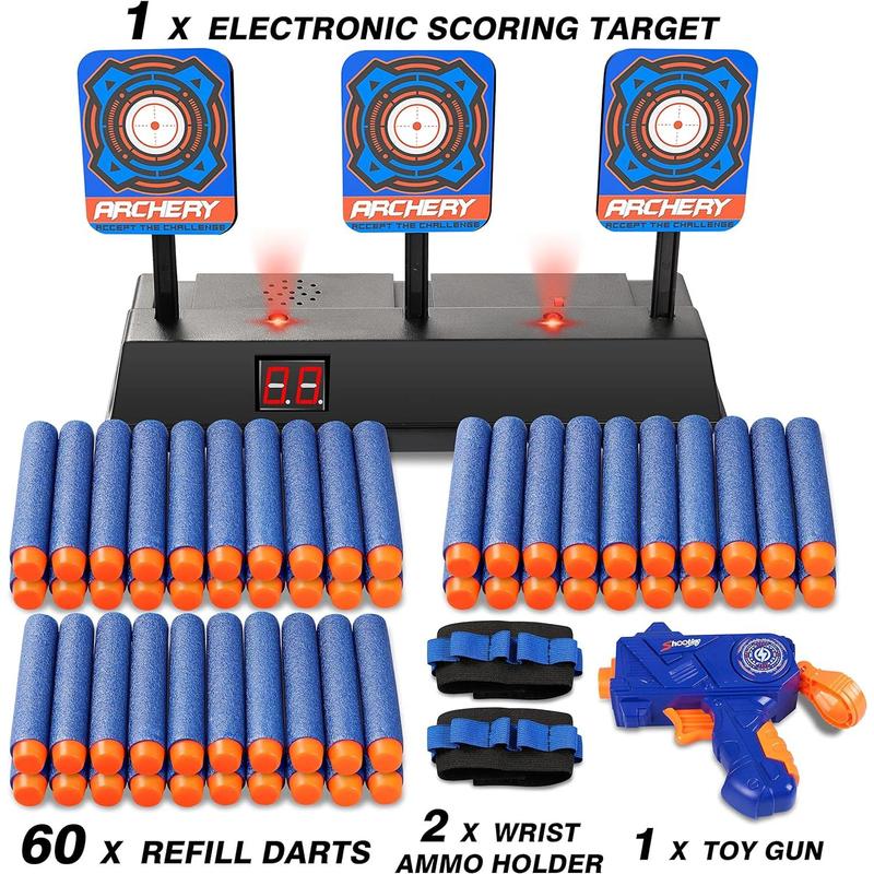 KKONES Electric Scoring Auto Reset Dart Toy Gun for Nerf Guns, Shooting Toys for Age 3-6+ Years Old Kids