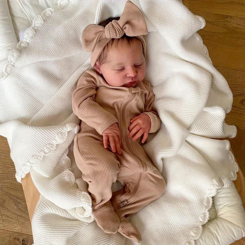 20 Inch Realistic Reborn Baby Doll with 3D-Painted Skin and Visible Veins, Soft Vinyl Limbs, Cloth Body, Sleeping Laura Newborn Gift for Girls