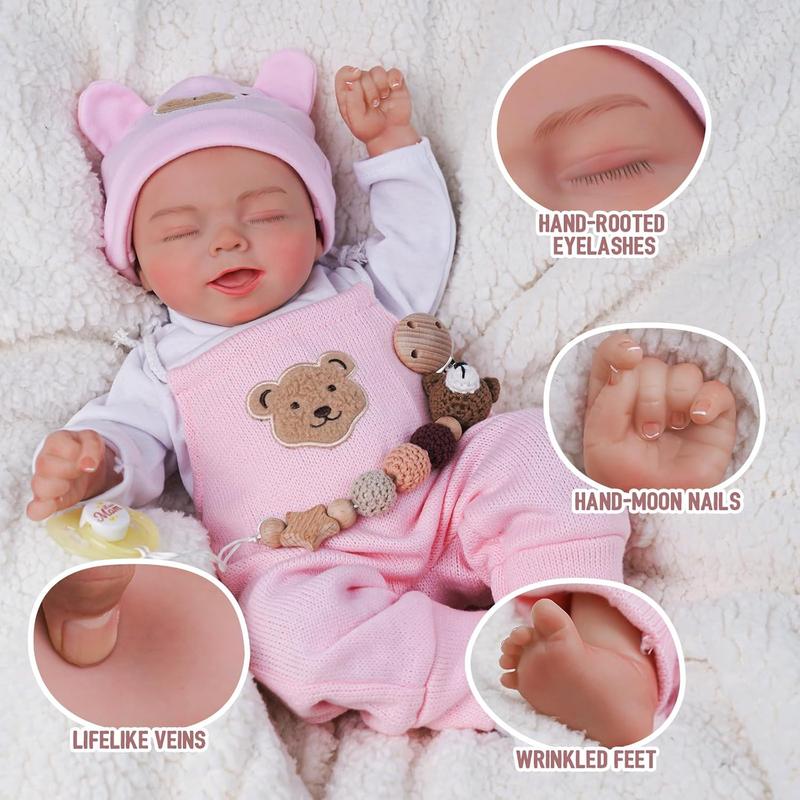 BABESIDE Lifelike Reborn Baby Dolls Jude - 17 Inch Body Soft Realistic-Newborn Baby Dolls Poseable Limbs Real Life Baby Dolls Girl with Feeding Kit Gift Box for Children 3+