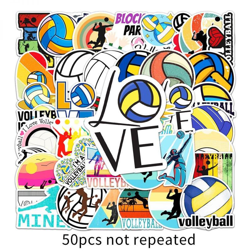 50pcs Volleyball Pattern Stickers, Creative Multi-purpose Stickers, For DIY Craft Decoration And Hand Account