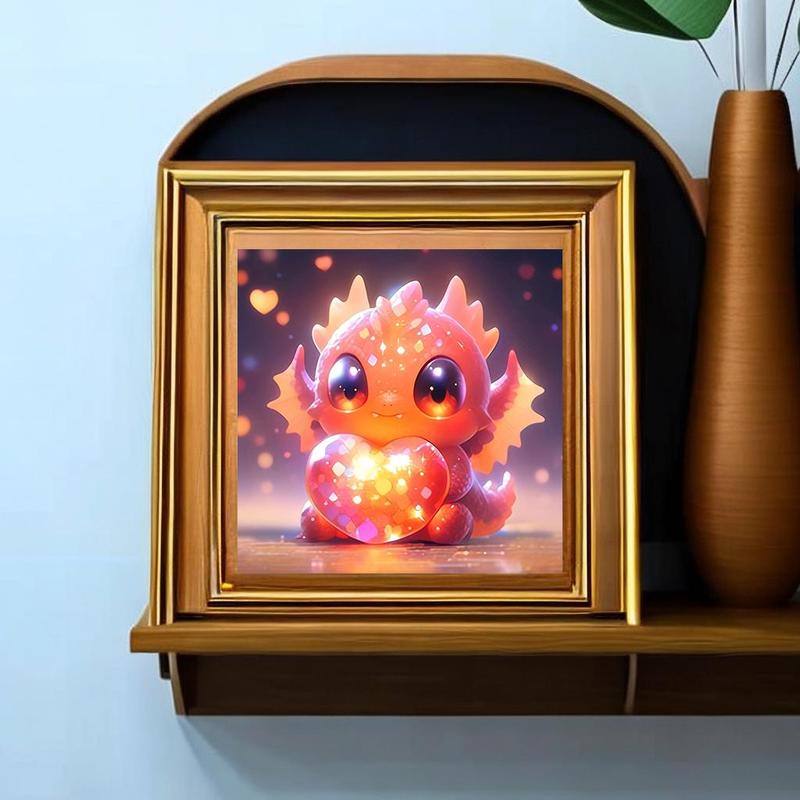 Cute Dinosaur Pattern DIY Diamond Arts Colorful Painting without Frame, DIY 5D Painting Kit, Wall Art Decor for Home Living Room Bedroom